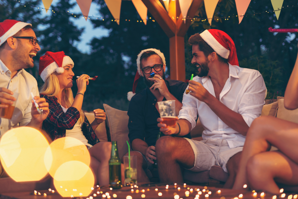 Friends celebrating together at a holiday gathering