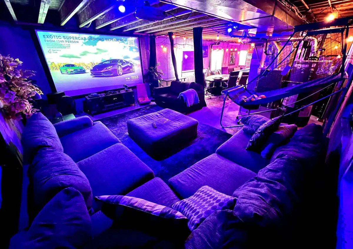 RiNo Party Palace theater and entertainment room