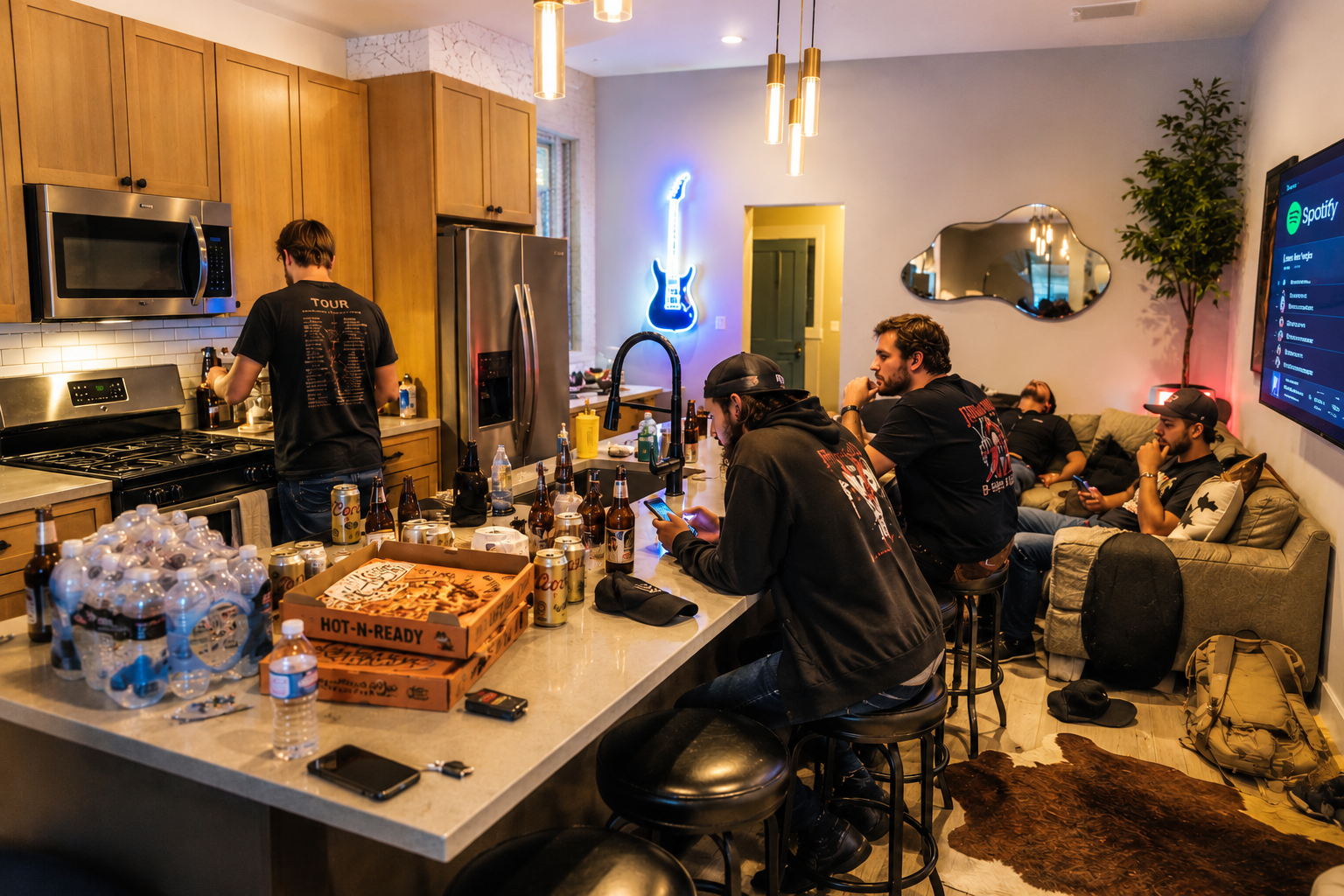 Dudes winding down at RiNo Villa
