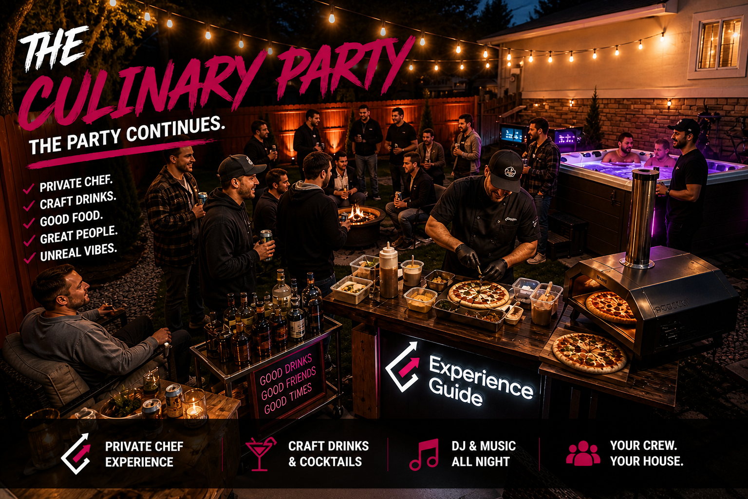 Experience Guide Culinary Party with private chef in backyard