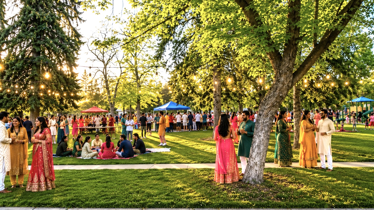 Indian wedding weekend family gathering at Russell Square Park in Denver